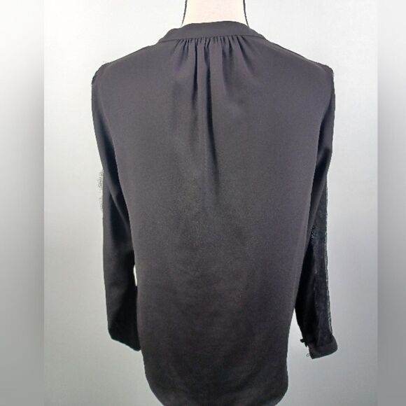 ‼️final must bundle‼️ JLO Jennifer Lopez Blouse Lace Sleeves V-neck Black - Picture 5 of 6